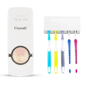 Automatic Toothpaste Dispenser + 5 Toothbrush Holder Stand Wall Mounted Bathroom