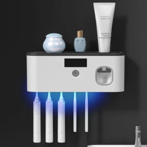 Rechargeable UV Light Sterilizer Toothbrush Holder Cleaner Toothpaste Dispenser