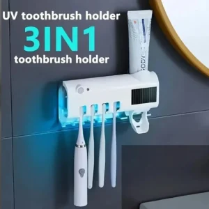 Sterilizer Toothbrush Holder Clean And No-Drill Wall Toothpaste Dispenser