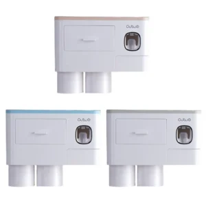 Automatic Toothpaste Dispenser Squeezer Set Wall Mounted Toothbrush Holder
