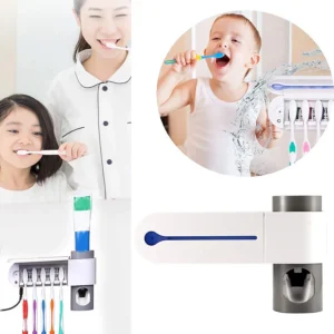 UV Toothbrush Sterilizer Holder Automatic Toothpaste Dispenser Wall Mounted USB