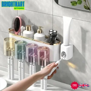 Multifunction Wall Mounted Toothpaste Dispenser Space Saving Toothbrush Holders