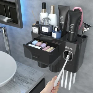 iHave Toothbrush Holder Wall Mounted with Automatic Toothpaste Dispenser, 2